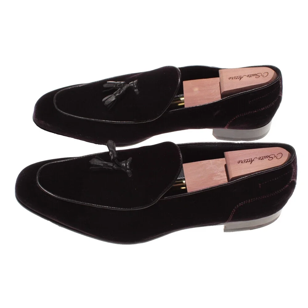 Di Bianco NWB Tasseled Slip On Loafers Size 11 US in Dark Purple Velvet